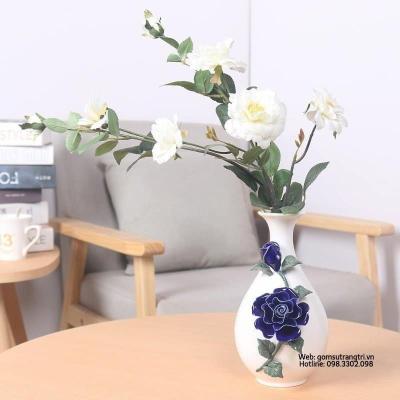BÌNH SỨ ĐẮP NỔI HOA CAO CẤP